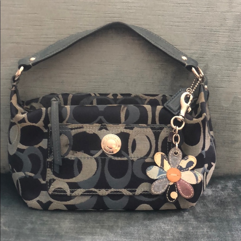 Cute Authentic Coach Bag & Coach Key Fob-Blue Logo